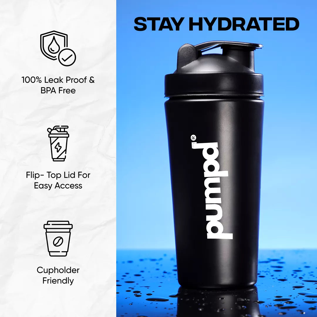 Pumpd Sipper Bottle | Premium Gym Black Shaker