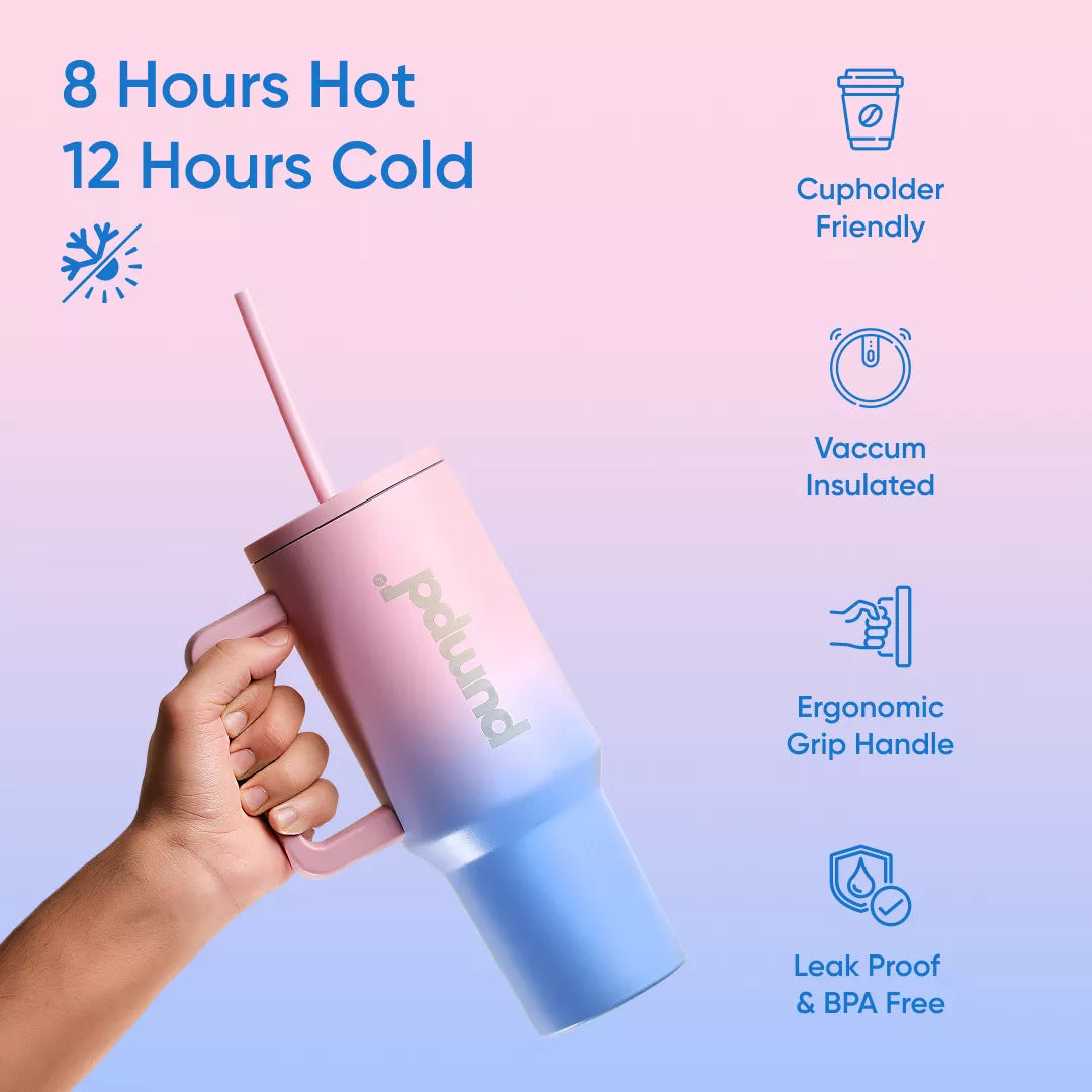 Insulated Tumbler With Handle & Straw (1.2L)