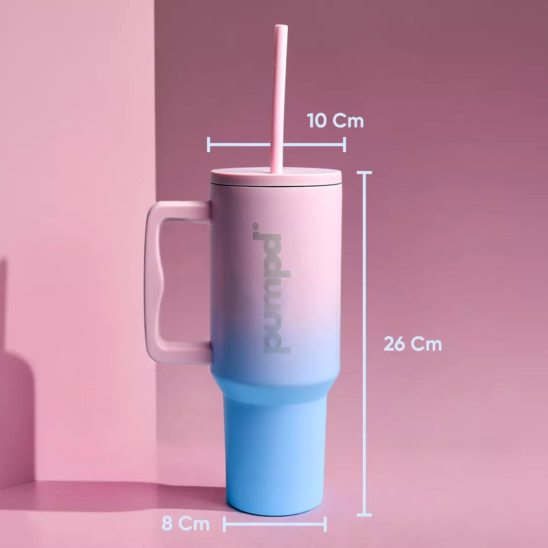 Insulated Tumbler With Handle & Straw (1.2L)