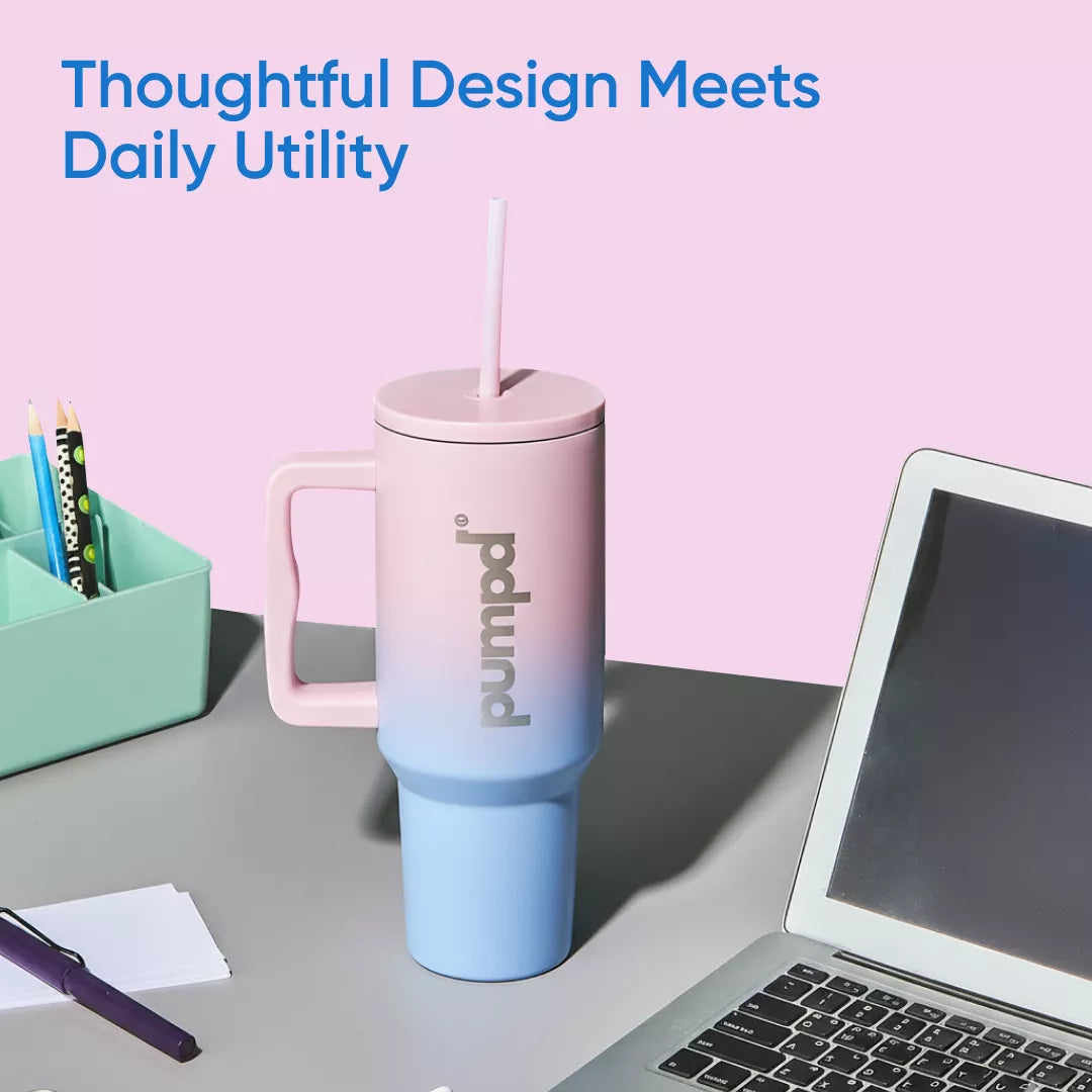 Insulated Tumbler With Handle & Straw (1.2L)