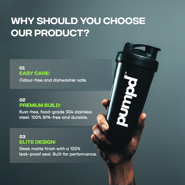 Pumpd Metal Shaker Bottle | Premium Gym Metal Protein Shaker