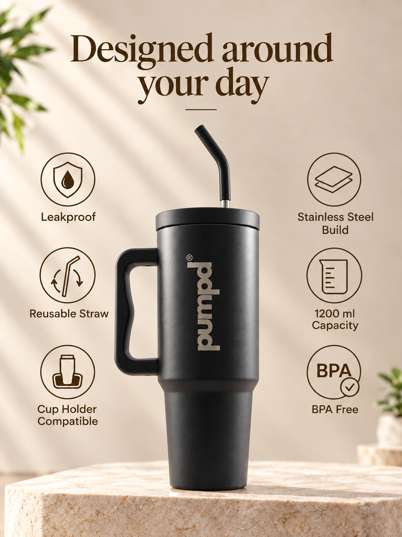 Pumpd Pro Tumbler with Straw and Handle