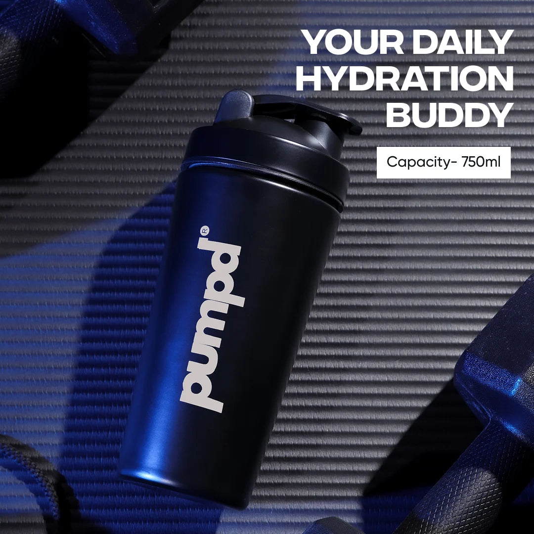 Pumpd Steel Shaker Bottle | Premium Steel Shaker for Gym (Black)