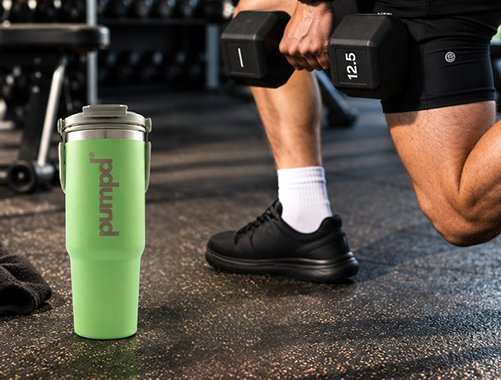 Pumpd Tumbler With Vertical Handle
