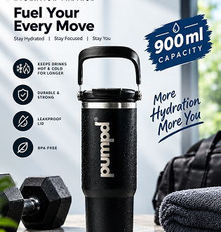 Pumpd Tumbler With Vertical Handle