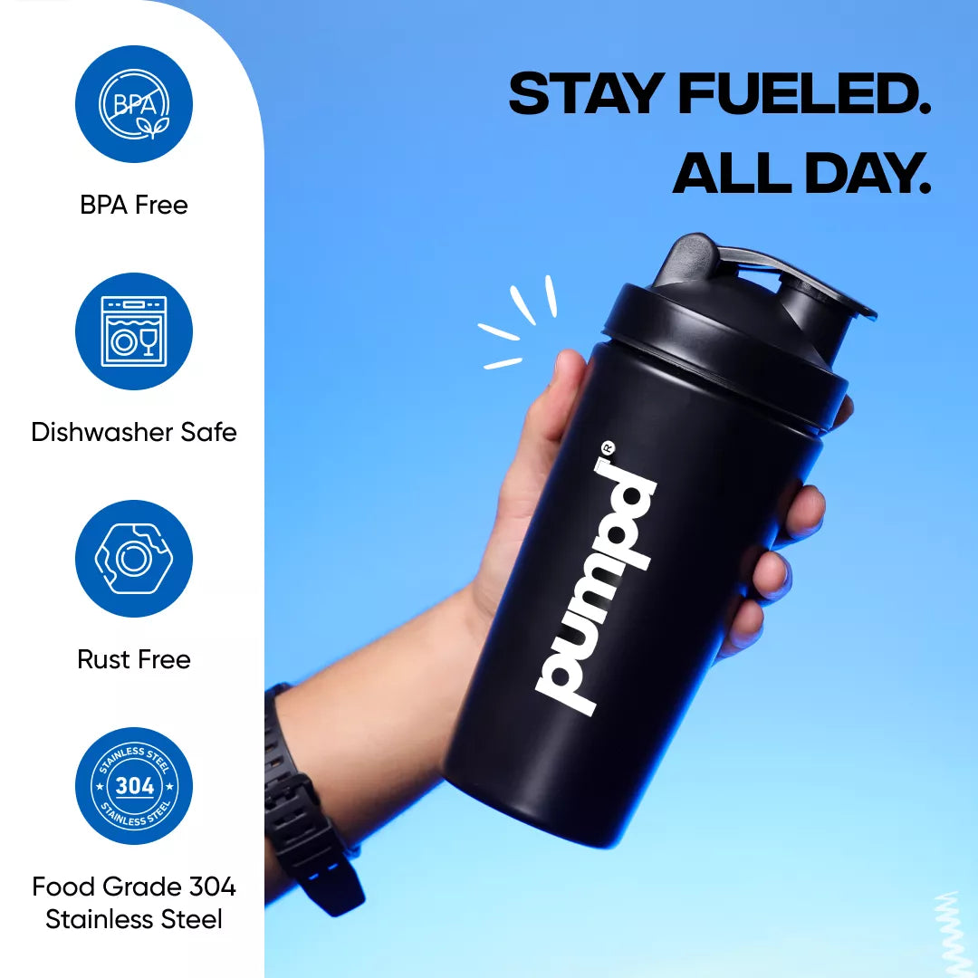 Pumpd Sipper Bottle | Premium Gym Black Shaker