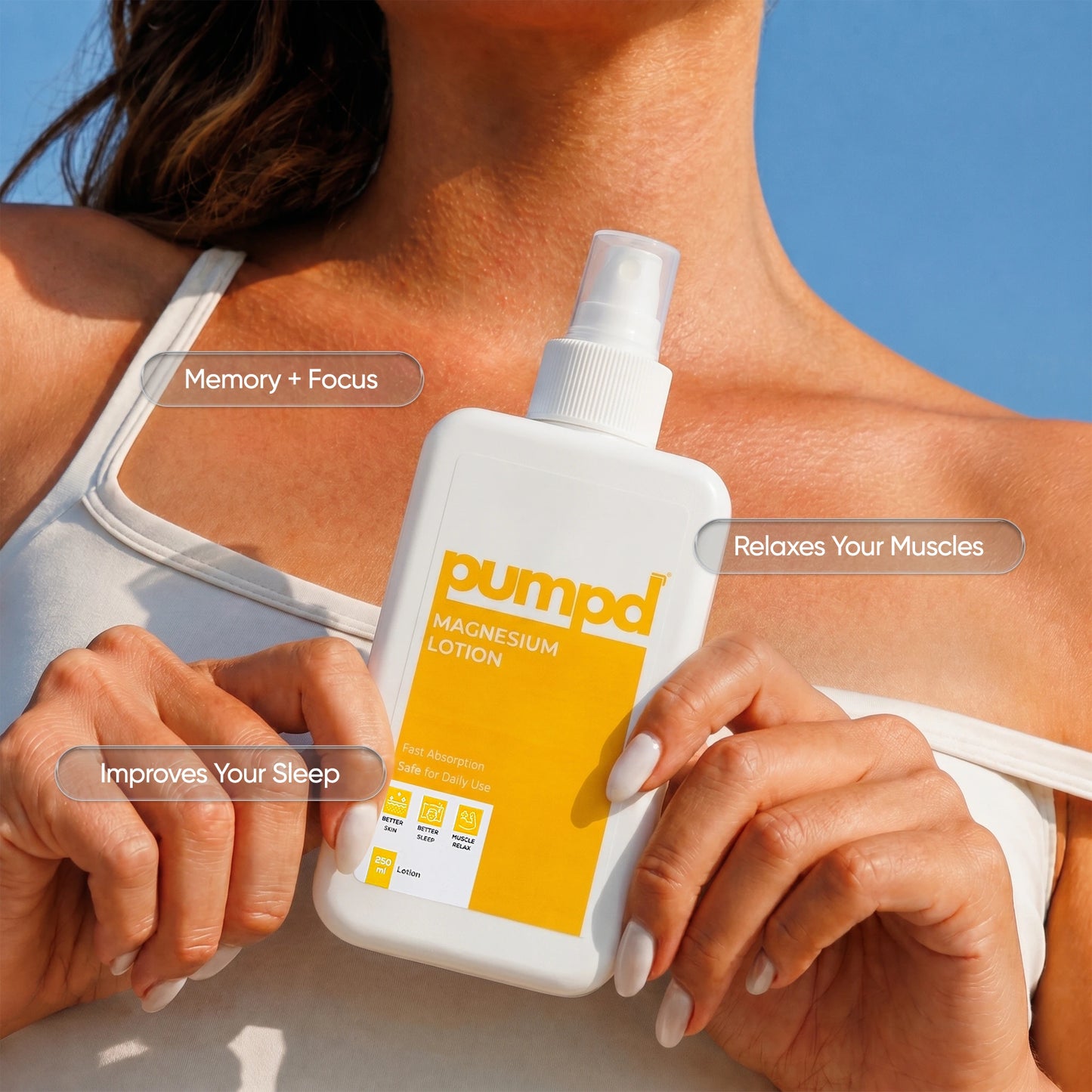 Pumpd Magnesium Lotion for Deep Sleep & Muscle Relaxation | 250 ML | Easy Application