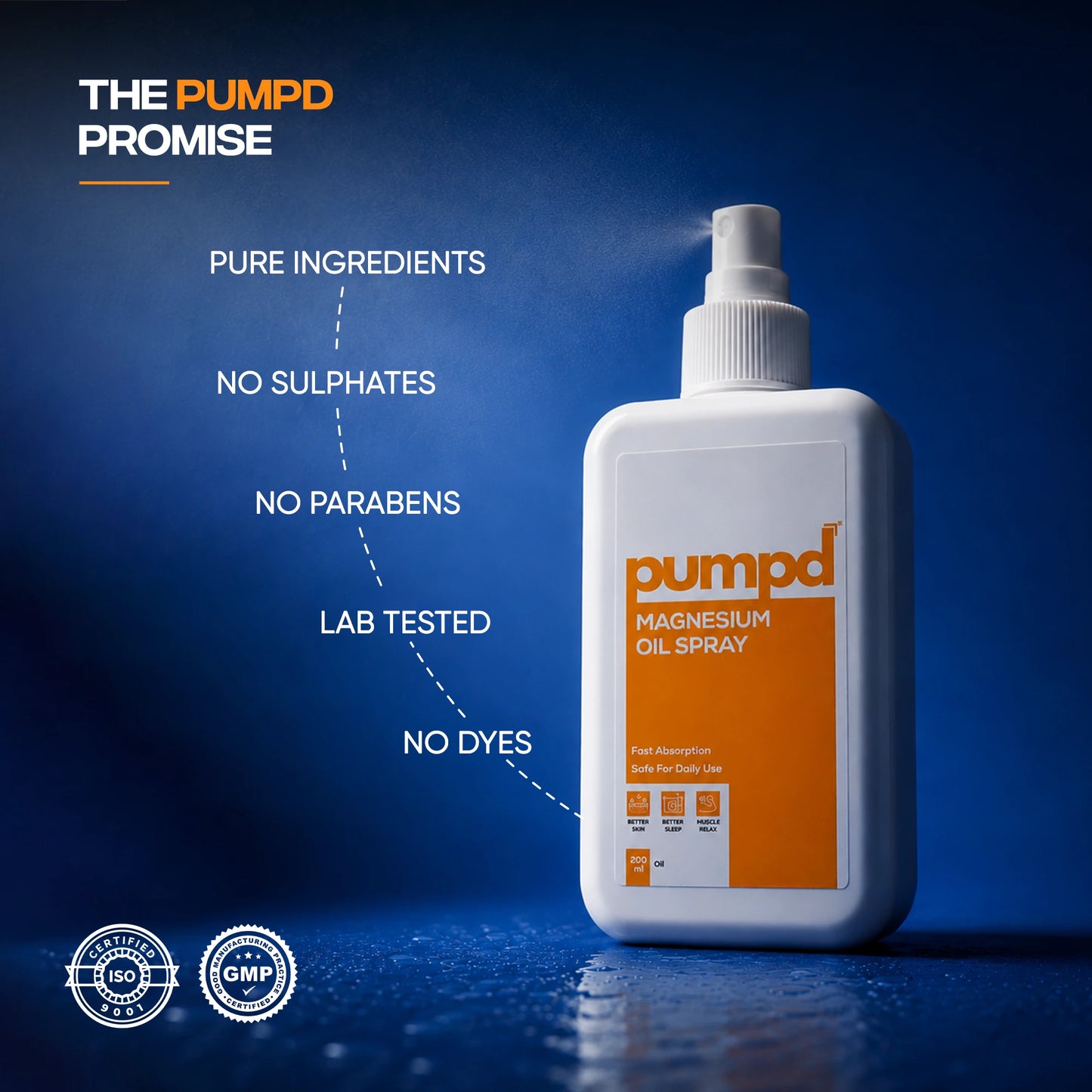 Pumpd Magnesium Oil Spray for Relaxation and Sleep | 200 ML | On-the-go Relief