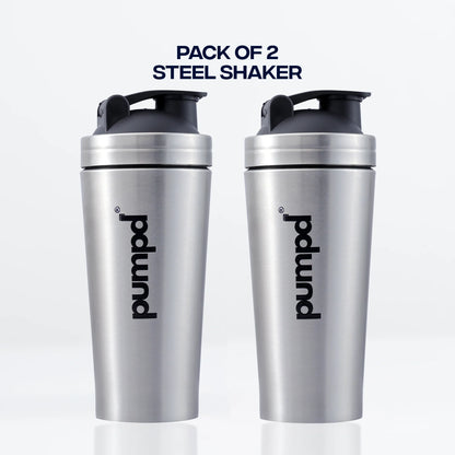 Pumpd Premium Gym Steel Shaker – Combo Pack of 2