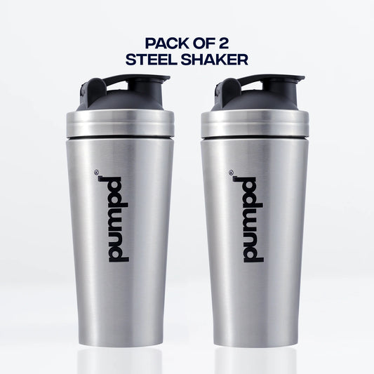 Pumpd Premium Gym Steel Shaker – Combo Pack of 2